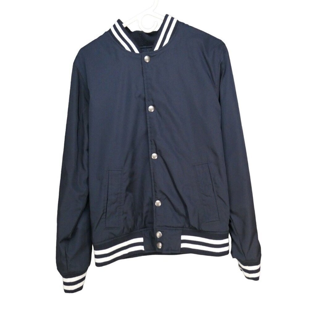 Abercrombie & Fitch Varsity Bomber Stadium jacket Men size M navy blue preppy